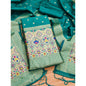 Generic Women's Banarasi Silk Printed Unstitched Salwar Suit Material With Dupatta (Rama, 3Mtrs)