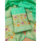 Generic Women's Banarasi Silk Printed Unstitched Salwar Suit Material With Dupatta (Sea Green, 3Mtrs)