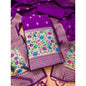 Generic Women's Banarasi Silk Printed Unstitched Salwar Suit Material With Dupatta (Purple, 3Mtrs)
