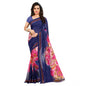 Generic Women's Georgette Printed Saree With Unstitched Blouse 5.5Mtr (Blue)