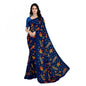 Generic Women's Faux Georgette Printed Saree With Unstitched Blouse 5.5Mtr (Blue)