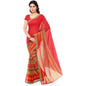 Generic Women's Faux Georgette Printed Saree With Unstitched Blouse 5.5Mtr (Red)