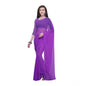 Generic Women's Dyed Solid Saree With Unstitched Blouse 5.5Mtr (Purple)