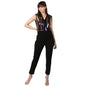 Generic Women's Polyester Embellished Sleeveless Jumpsuit (Black)