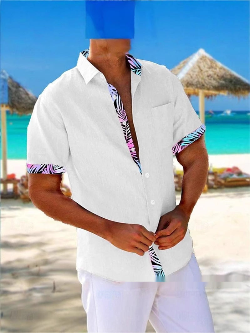 Men's Beach Striped 3d Sleeve Casual Loose Shirt