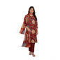 Generic Women's Cotton Blend Printed Kurti With Pant Dupatta Set (Rust)