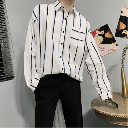 Men's Casual Fashion Loose Striped Shirt
