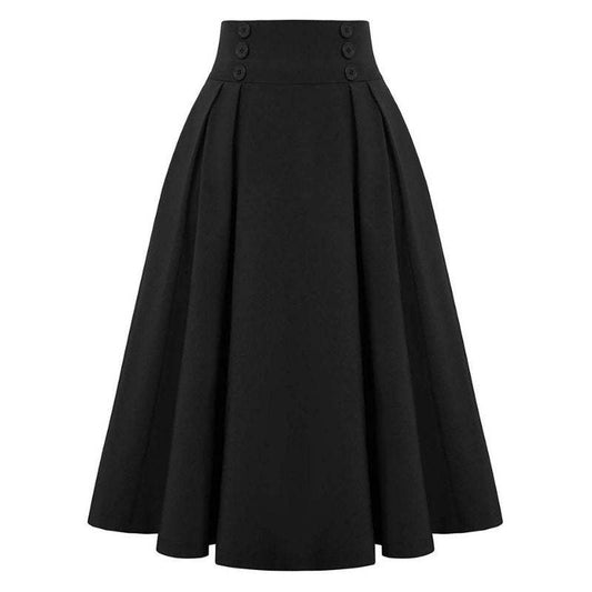 Women's Fashion Casual Skirt With Pockets Retro High Waist Pleated