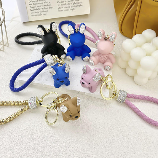 Cute Puppy Blue Key Exquisite Pendant With Keychain
