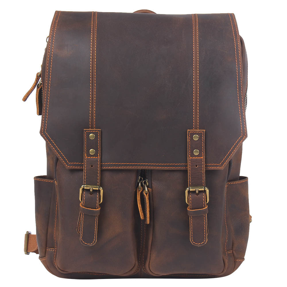 Men's Original Top Layer Cowhide Travel Leather Backpack
