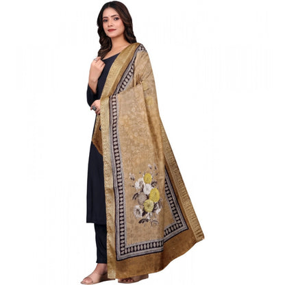 Generic Women's chanderi silk  Printed Dupatta (Beige, Length: 2 Mtr)