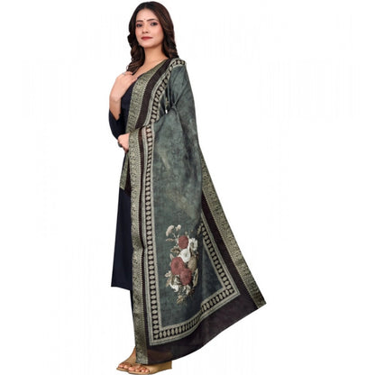 Generic Women's chanderi silk  Printed Dupatta (Black, Length: 2 Mtr)