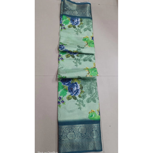 Generic Women's Digital Dolla Silk Printed Saree With Unstitched Blouse 5.5Mtr (Green)