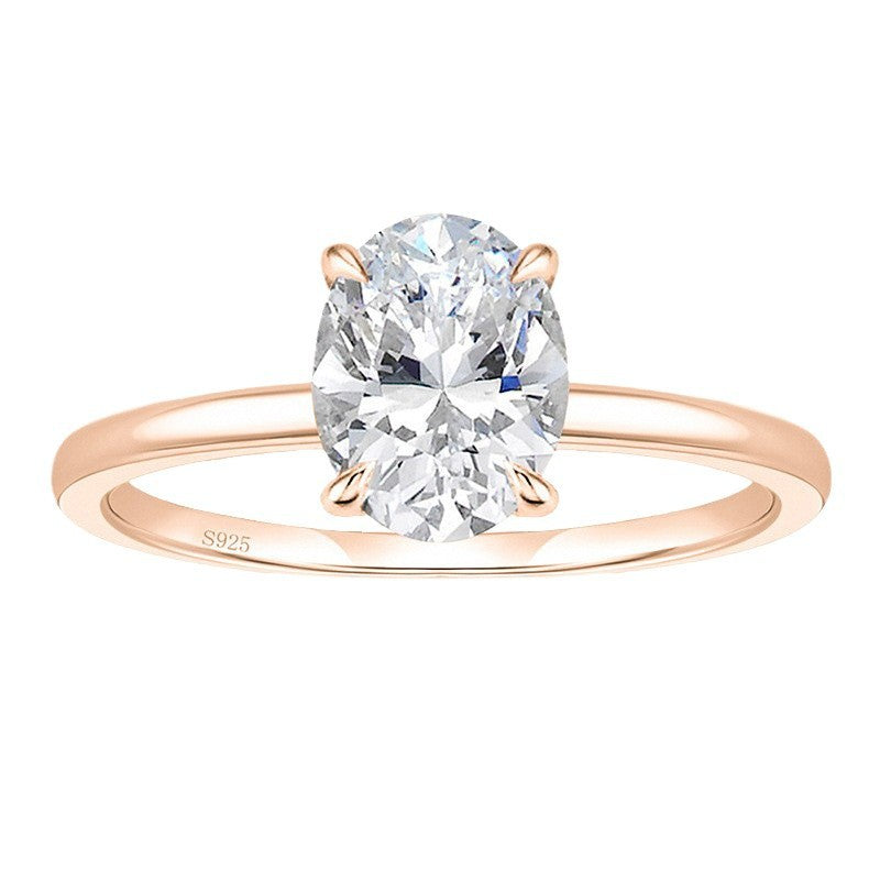 Cross-border European And American Entry Lux Zircon Sterling Silver Inlaid Simple Bracelet Women's Ring