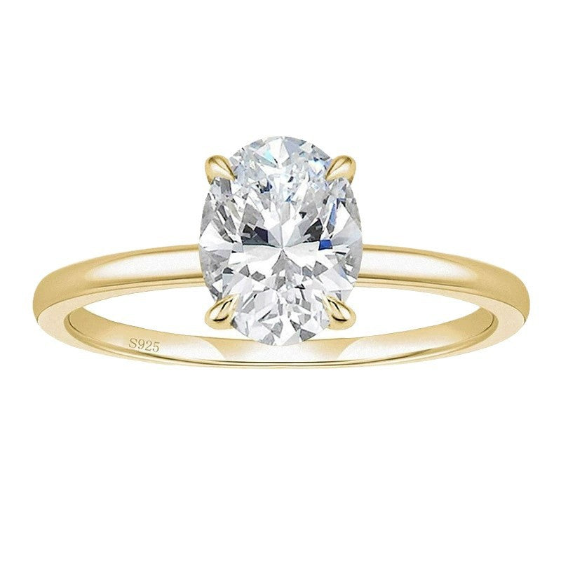 Cross-border European And American Entry Lux Zircon Sterling Silver Inlaid Simple Bracelet Women's Ring