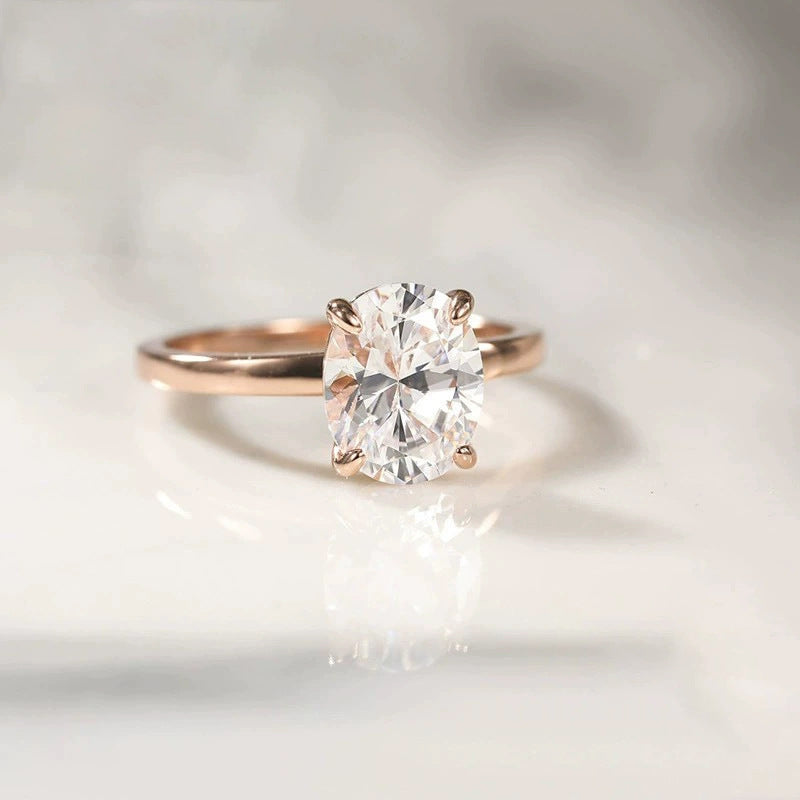 Cross-border European And American Entry Lux Zircon Sterling Silver Inlaid Simple Bracelet Women's Ring