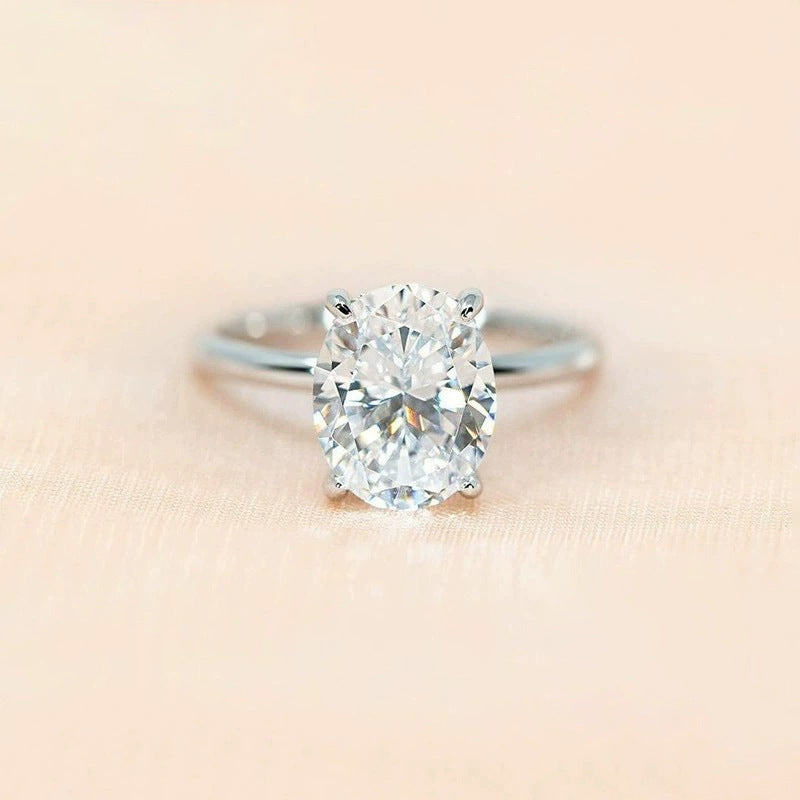 Cross-border European And American Entry Lux Zircon Sterling Silver Inlaid Simple Bracelet Women's Ring