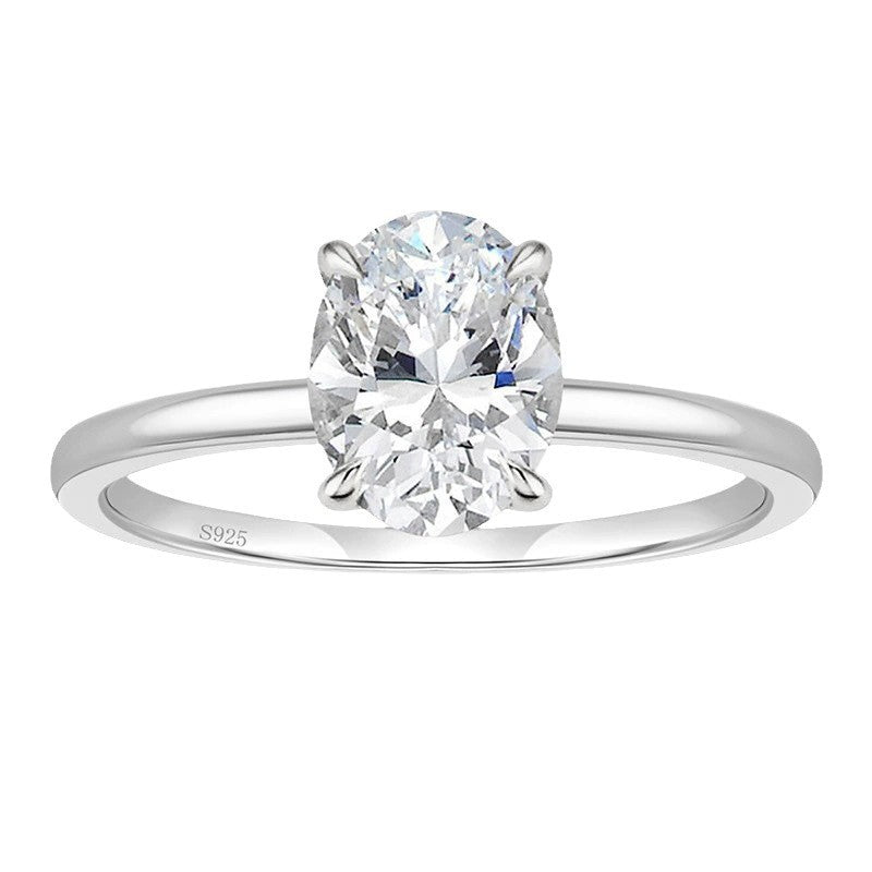 Cross-border European And American Entry Lux Zircon Sterling Silver Inlaid Simple Bracelet Women's Ring