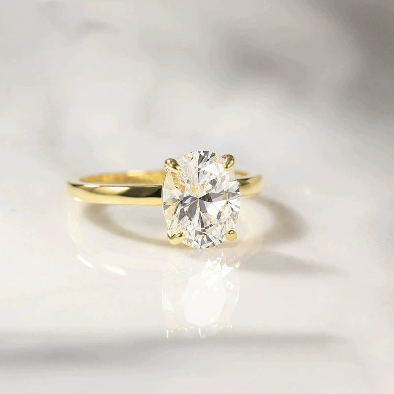 Cross-border European And American Entry Lux Zircon Sterling Silver Inlaid Simple Bracelet Women's Ring