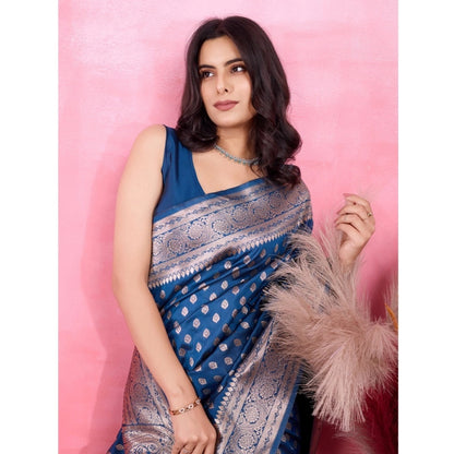Generic Women's Banarasi Silk Printed Saree With Unstitched Blouse 5.5Mtr (Pinch)