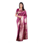 Generic Women's Banarasi Silk Printed Saree With Unstitched Blouse 5.5Mtr (Wine)