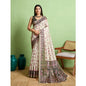 Generic Women's Silk Blend Printed Saree With Unstitched Blouse 5.5Mtr (Off White)