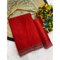 Generic Women's Georgette Stone Work Saree With Unstitched Blouse 5.5Mtr (Red)