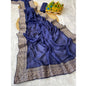 Generic Women's Silk Embroidred Saree With Unstitched Blouse 5.5Mtr (Blue)