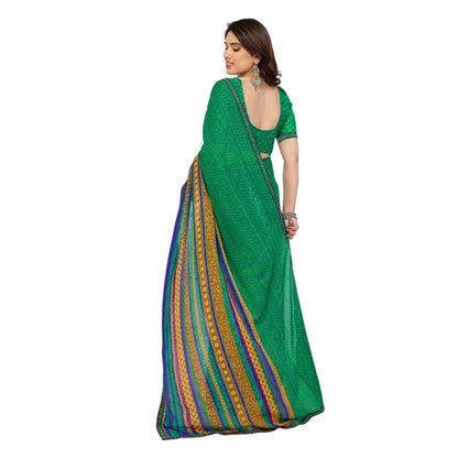 Generic Women's Georgette Printed Saree With Unstitched Blouse 5.5Mtr (Green)