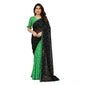 Generic Women's Georgette Printed Saree With Unstitched Blouse 5.5Mtr (Black-Green)