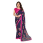 Generic Women's Georgette Printed Saree With Unstitched Blouse 5.5Mtr (Blue)