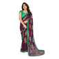Generic Women's Georgette Printed Saree With Unstitched Blouse 5.5Mtr (Maroon)