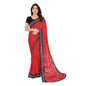 Generic Women's Georgette Printed Saree With Unstitched Blouse 5.5Mtr (Red)