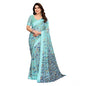 Generic Women's Georgette Printed Saree With Unstitched Blouse 5.5Mtr (Blue)