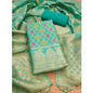 Generic Women's Banarasi Silk Printed Unstitched Salwar Suit Material With Dupatta (sea green, 3Mtrs)