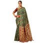 Generic Women's Silk Blend Woven Paithani Saree With Unstitched Blouse 5.5Mtr (Green)