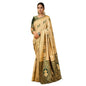 Generic Women's Silk Blend Woven Zari Work Saree With Unstitched Blouse 5.5Mtr (Cream)