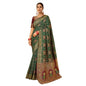 Generic Women's Silk Blend Woven Zari Work Saree With Unstitched Blouse 5.5Mtr (Green)