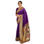 Generic Women's Silk Blend Woven Saree With Unstitched Blouse 5.5Mtr (Purple)