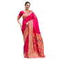 Generic Women's Silk Blend Zari Woven Saree With Unstitched Blouse 5.5Mtr (Red)