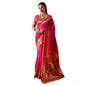 Generic Women's Silk Blend Zari Woven Saree With Unstitched Blouse 5.5Mtr (Pink)