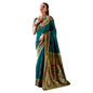Generic Women's Silk Blend Zari Woven Saree With Unstitched Blouse 5.5Mtr (Teal)