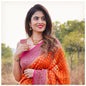 Generic Women's Soft Litchi Silk Jacquard Work Saree With Unstitched Blouse 5.5Mtr (Orange)