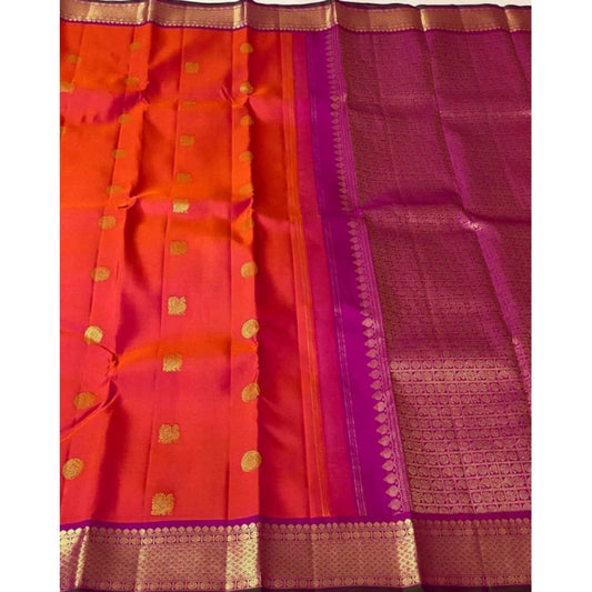 Generic Women's Soft Litchi Silk Jacquard Work Saree With Unstitched Blouse 5.5Mtr (Red)