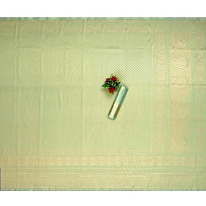 Generic Women's Soft Litchi Silk Jacquard Work Saree With Unstitched Blouse 5.5Mtr (Pista Green)