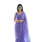 Generic Women's Soft Litchi Silk Jacquard Work Saree With Unstitched Blouse 5.5Mtr (Purple)