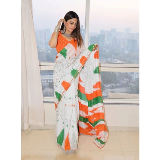 Generic Women's Soft Litchi Silk Jacquard Work Saree With Unstitched Blouse 5.5Mtr (Multicolor)