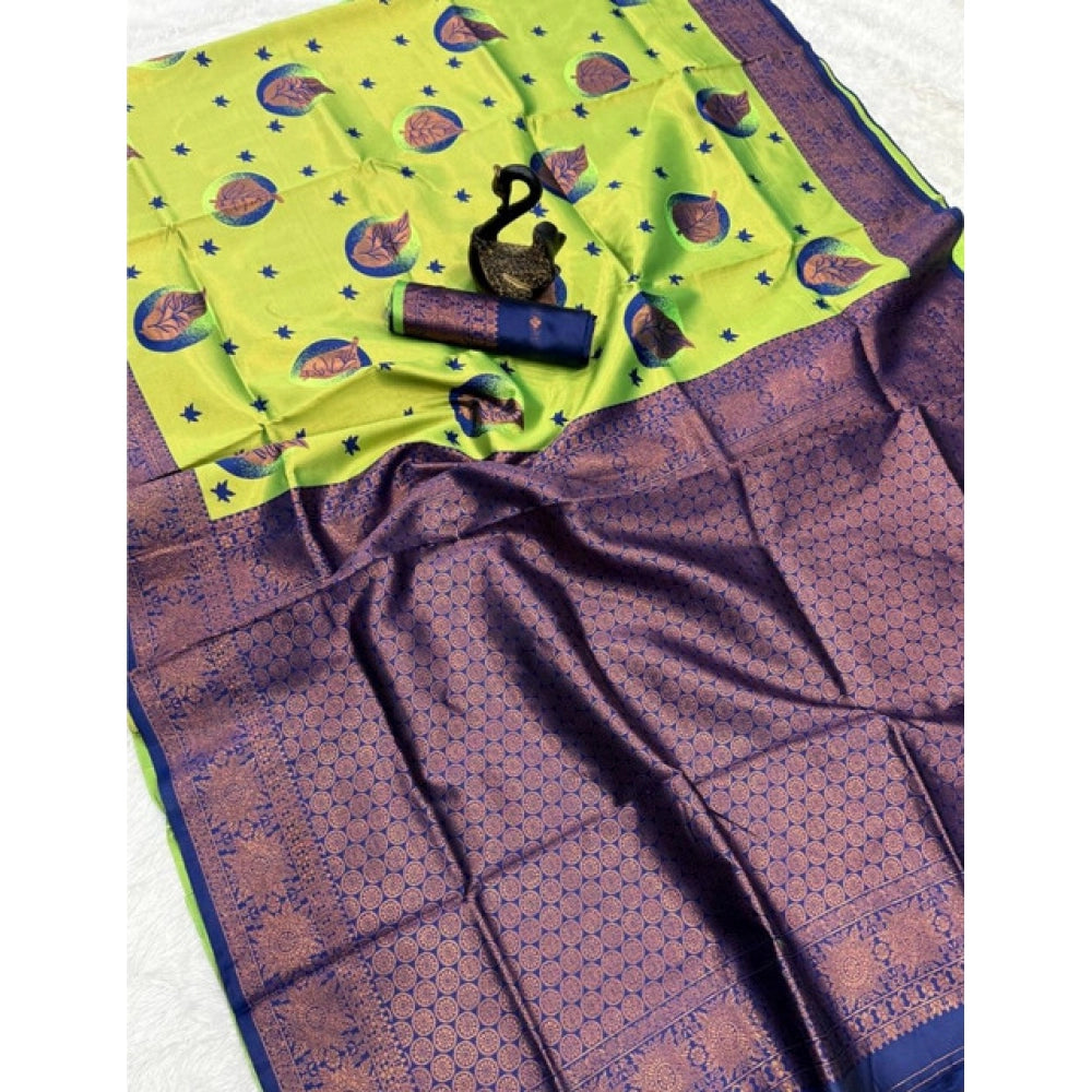 Generic Women's Banarasi Silk Jacquard Work Saree With Unstitched Blouse 5.5Mtr (Lavender)