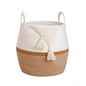 Generic Cotton Matka With Handle 14x12 Inch Storage Basket For Clothes (Beige White)
