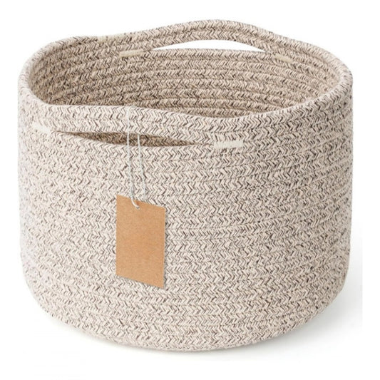 Generic Cotton Kidi 9x7 Inch Pack of 3 Storage Basket For Clothes (Light Brown)